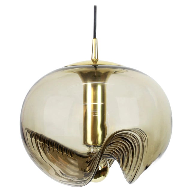 Large Smoked Glass Pendant Light from Peill & Putzler, Germany, 1970s For Sale