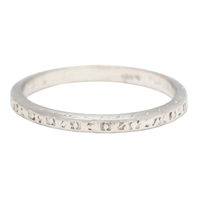 19th Century Art Deco Engraved Band Ring, Platinum, Ring Size 5.5 For Sale