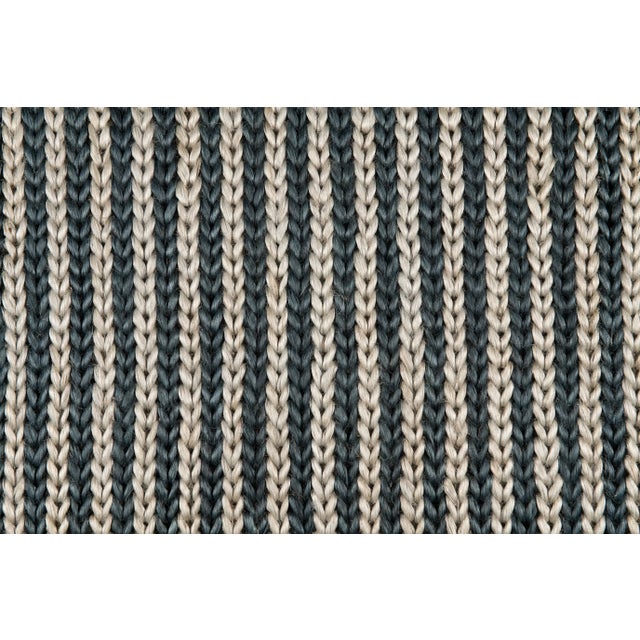 Transitional Part & Parcel Goods Jute Braid Rug, 9'x12', Navy and Sky Blue Stripe For Sale - Image 3 of 6