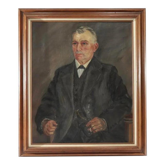 Early 20th Century Danish School Portrait Oil Painting of a Gentleman, Framed For Sale