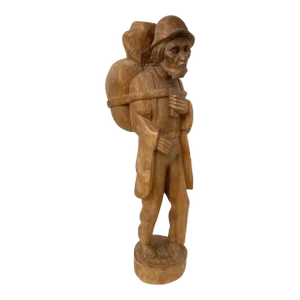 Vintage Wooden Hand-Carved Wooden Pilgrim, Beggar