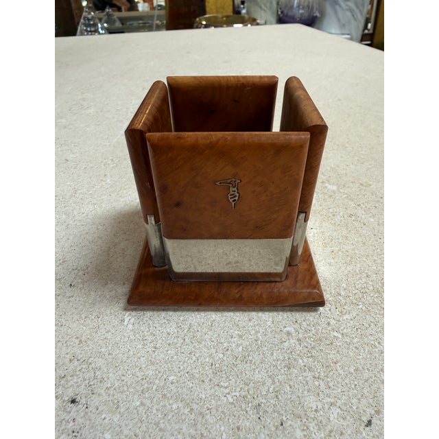 Vintage Trussardi Wood & Metal Desk Accessories Set For Sale In Los Angeles - Image 6 of 13