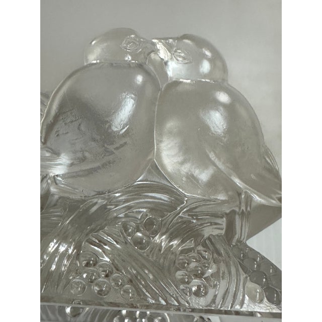 Transparent 1938 Vintage Sign Verlys Frosted/Clear "Love Birds" Glass Vase For Sale - Image 8 of 17