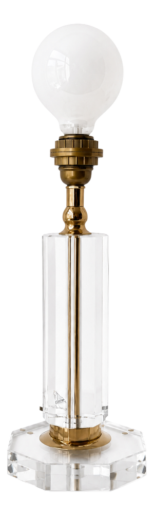 Hollywood Regency Faceted Acrylic Crystal and Brass Table Lamp by Decco Accessories, 1970s