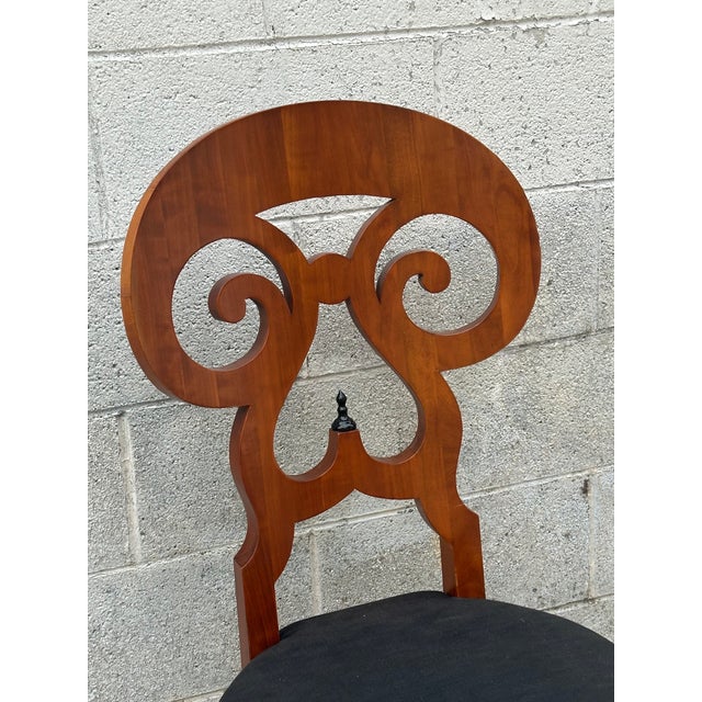 Pair of Vintage Biedermeier Style Walnut Chairs, Italy Circa 1950. For Sale In Chicago - Image 6 of 11