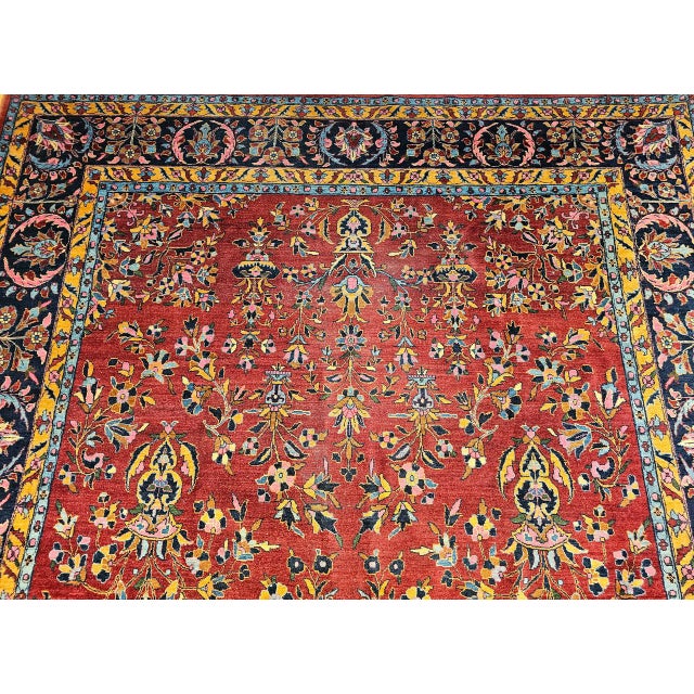 Vintage Persian Kashan Rug, Hand-Knotted Wool, Allover Floral Pattern, Red & Navy, 9x14 For Sale - Image 11 of 17