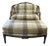 Harden Berger French Louis XVI Style Marquise Silk Plaid Arm Chair & Ottoman For Sale