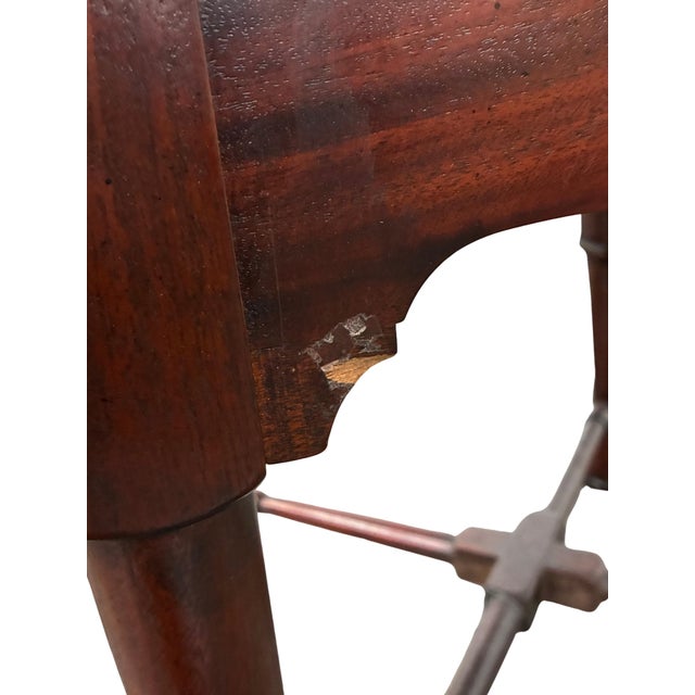 Vintage Queen Anne Style Corner Chair With Nautical Map & Sailing Ship Upholstery For Sale - Image 12 of 12