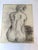 Barber back 1960s figure drawing graphite on paper. Comes framed as is