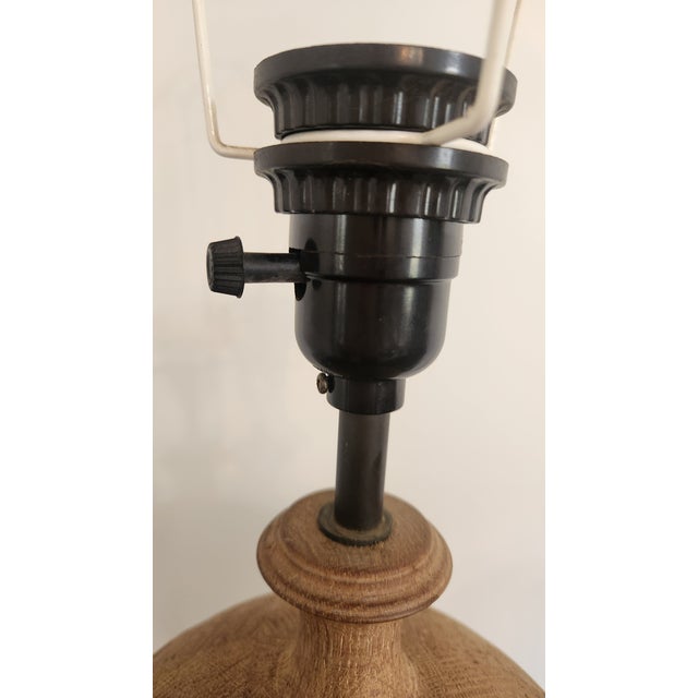 Vintage Natural Wood Urn Table Lamps, Turned Solid Oak / Ash Style - a Pair For Sale - Image 9 of 18