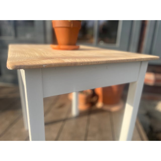 This charming antique side table has been given a fresh coat of paint, sanded, and oiled. Width: 64.5 cm Depth: 48 cm...