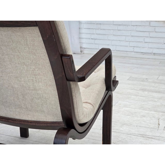 Vintage Scandinavian Chair in Furniture Wool and Dark Beech Wood, 1970s For Sale - Image 14 of 18