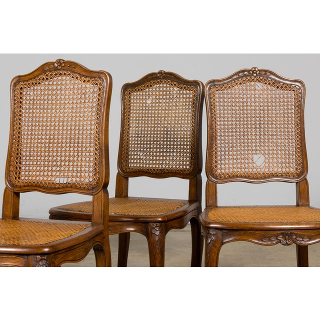 Antique French Louis XV Style Provincial Walnut Cane Dining Chairs, Set of 12 For Sale - Image 9 of 18