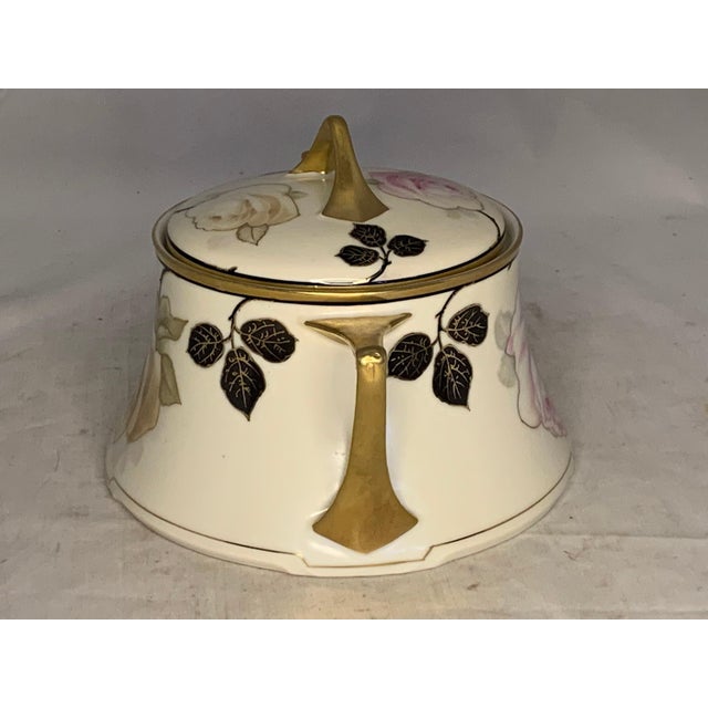 Art Nouveau Royal Munich Lidded Bowl: Bavaria Z.S.&Co. Floral Rose Design For Sale - Image 4 of 10