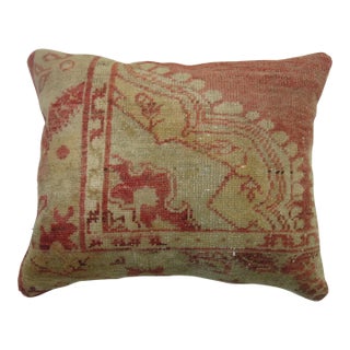 Soft Red Turkish Oushak Rug Pillow For Sale