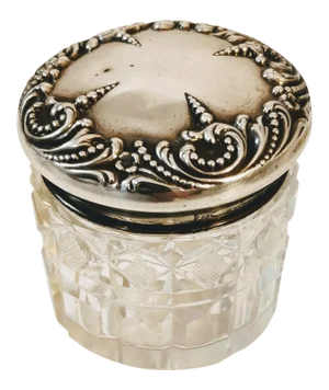 Sterling Silver and Cut Glass Dresser Vanity Jar