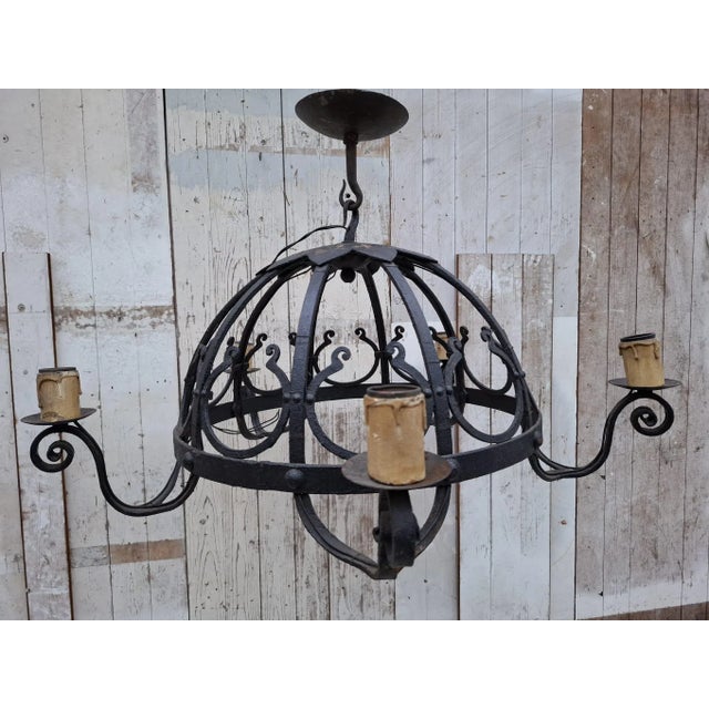 Early 20th Century Art Deco Dutch Wrought Iron Chandelier in the style of Amsterdam School For Sale - Image 11 of 16