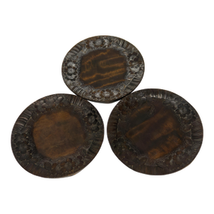 Cherry Blossom Carved Wood Decorative Plates Chargers Trivets Set of 3