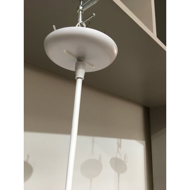 1960s Pair of Mid-Century Modern Feldman Globe Pendant Lights, Los Angeles, Refinished White & Milk Glass For Sale - Image 5 of 11