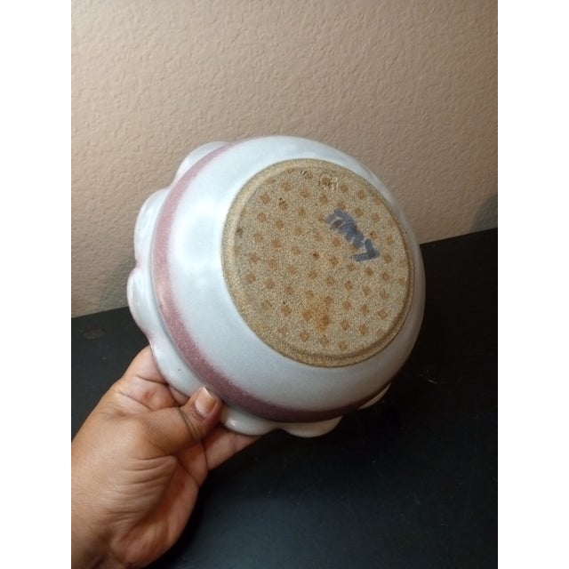 1980s Mid-Century Modern Hand Glazed Scalloped Decorative Bowl Made in Italy For Sale - Image 4 of 6