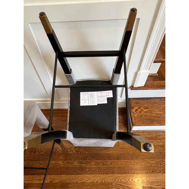 Gray Set of 4 Tov Velvet and Brass Bar Stools — Like New, Used for Staging Only For Sale - Image 8 of 9