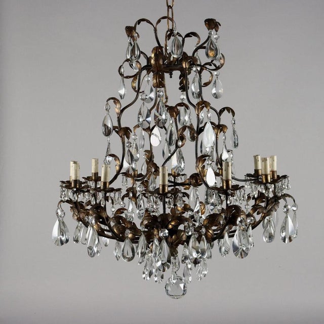 Sheet Metal and Glass chandelier For Sale - Image 3 of 8
