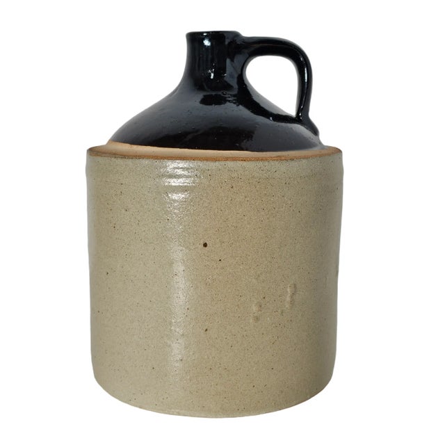 Mid-Century Modern Old Albany Primitive Stoneware Jug Crock Jar 10.5" Tall For Sale - Image 3 of 8