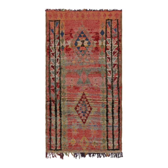 Vintage Moroccan Rug in Red With Geometric Patterns, From Rug & Kilim For Sale
