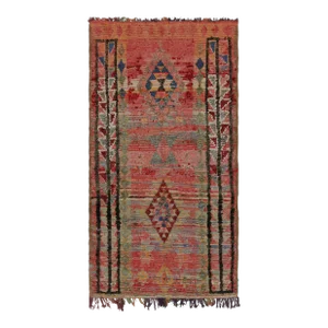 Vintage Moroccan Rug in Red With Geometric Patterns, From Rug & Kilim