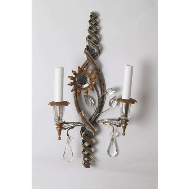 Gold Gold and Silver Leaf Sconces from Banci Firenze, 1970s, Set of 2 For Sale - Image 8 of 12
