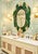 Green Carved Wood Tropical Folk Art Calalily Green Leaf Oval Wall Mirror For Sale - Image 8 of 8