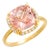 Cushion-Shaped Morganite Diamond 4.50 Carat 14 Karat Yellow Gold Halo Setting Ring Finger Size 6.75 For Sale