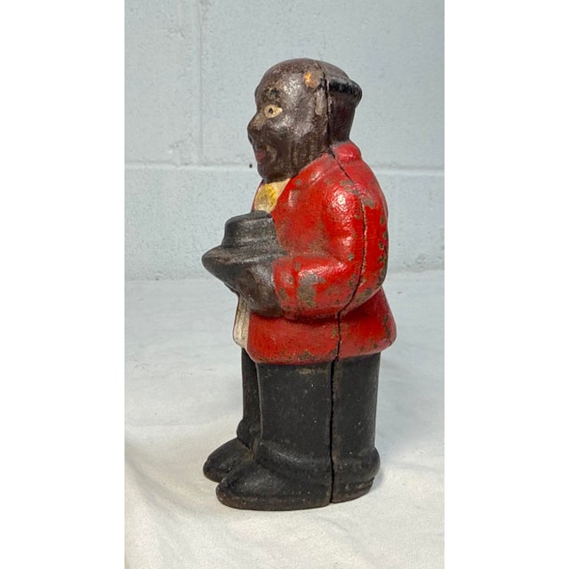 Red Antique Original Early 1900's Uncle Moses Cast Iron Coin Still Bank Americana For Sale - Image 8 of 12