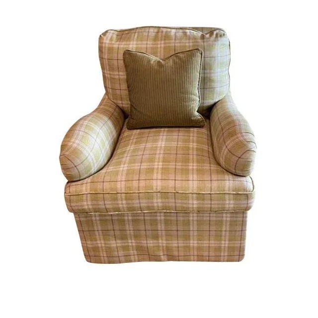 Designer Upholstered Green Club Chair For Sale - Image 12 of 12