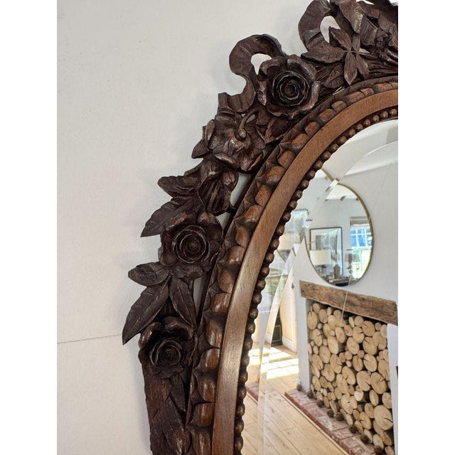 Antique Carved Oak Wall Mirror, 1860s For Sale - Image 6 of 9