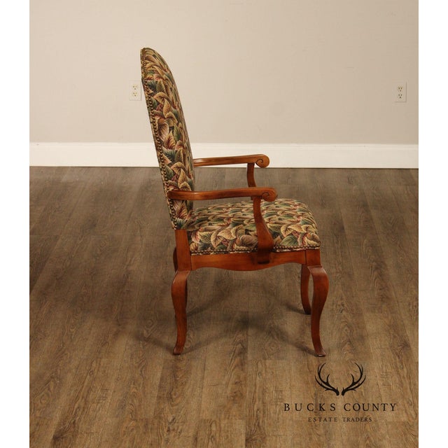 1990s Pair of Ethan Allen Legacy Collection Upholstered Armchairs with Cabriole Legs For Sale - Image 5 of 15