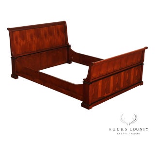 Century Furniture Biedermeier Style Yew Wood Queen Sleigh Bed For Sale