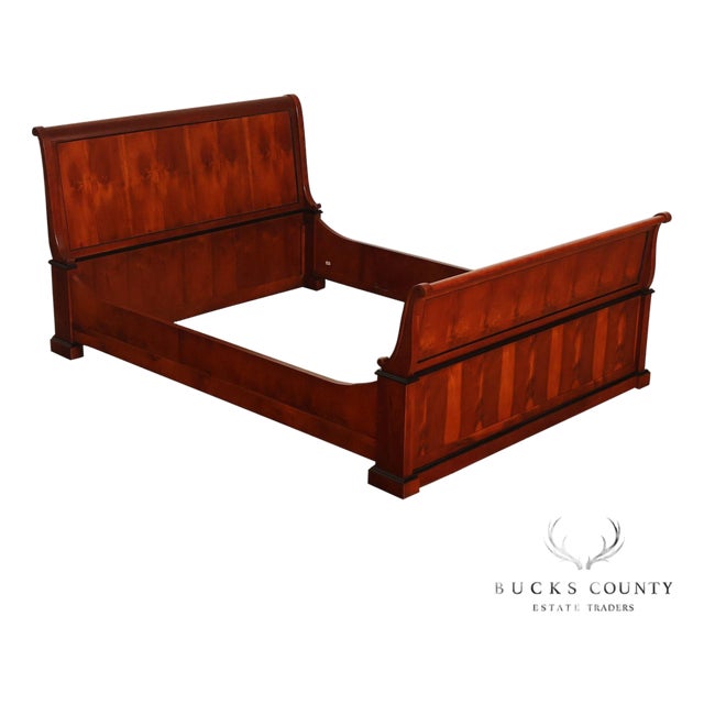 Century Furniture Biedermeier Style Yew Wood Queen Sleigh Bed For Sale