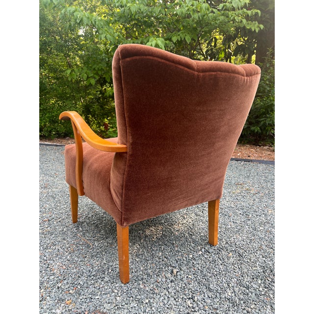 1940s Danish Modern Fritz Hansen Style Lounge Chair in Cinnamon Mohair For Sale - Image 9 of 17