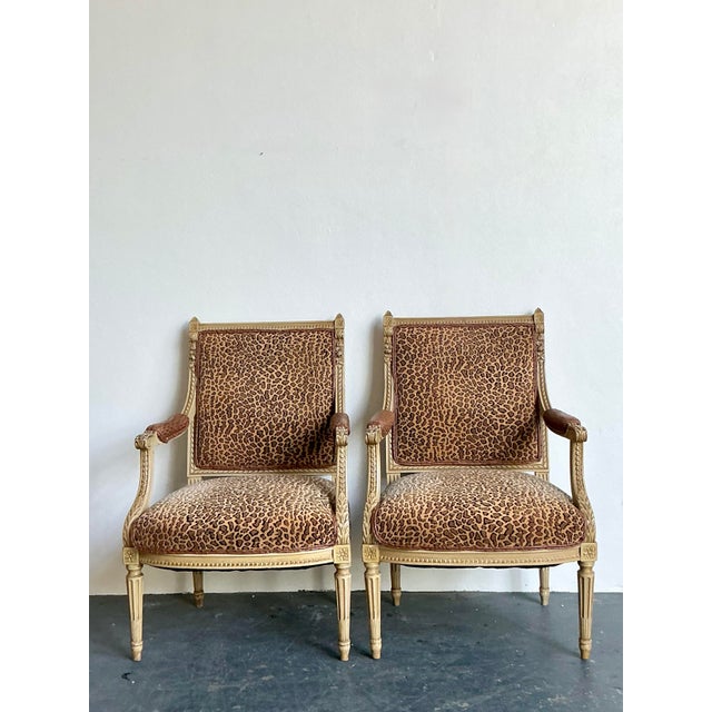 Vintage Regency Leopard Fauteuil Chairs - A Pair For Sale - Image 10 of 12