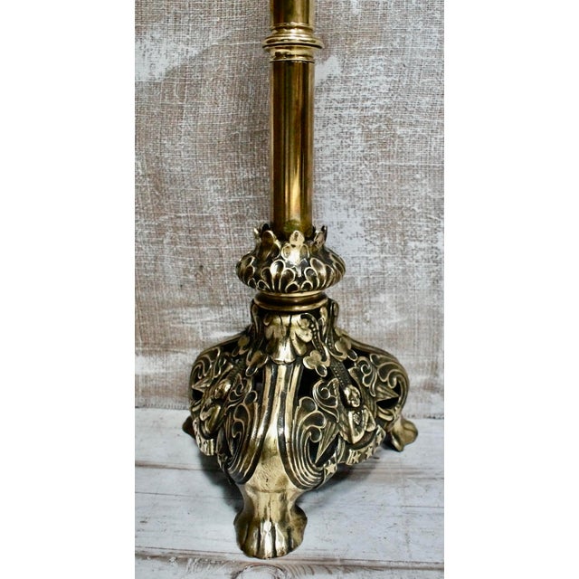 Metal Victorian Brass Altar Candlestick, 1880s For Sale - Image 7 of 12