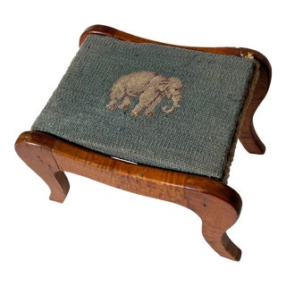 Needlepoint Elephant Footstool For Sale