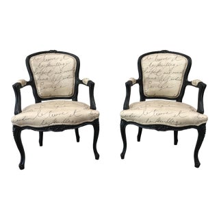 19th Century Louis XV Style Tan Upholstered Arm Chairs - a Pair For Sale