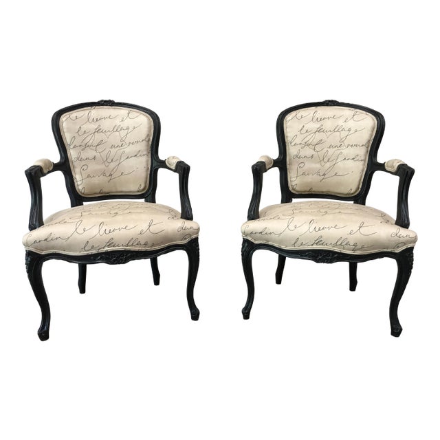 19th Century Louis XV Style Tan Upholstered Arm Chairs - a Pair For Sale