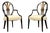 Neoclassical, Prince of Wales Armchairs, Ebonized Wood, Gilt, Silk, Usa, 19th C. For Sale