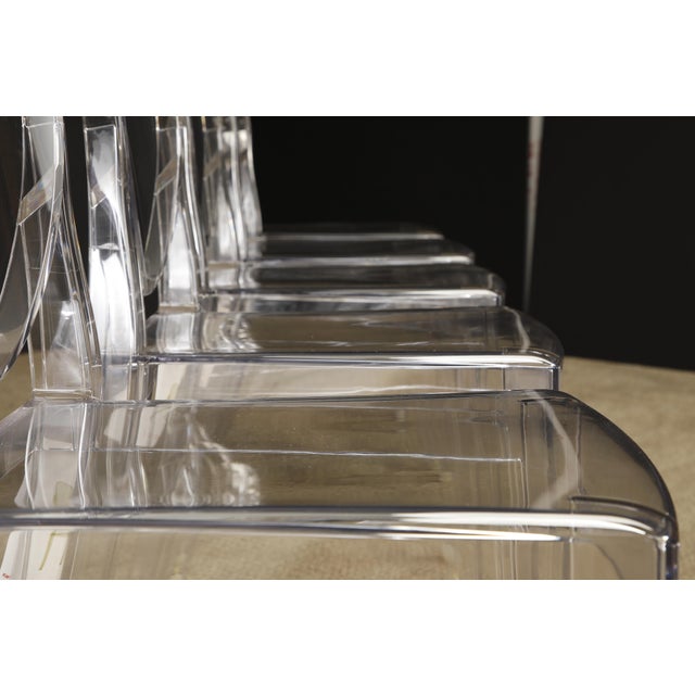 Kartell Victoria Ghost Chairs Clear Philippe Starck Acrylic Dining Chairs - Set of 5 (New Old Stock) For Sale In Los Angeles - Image 6 of 16