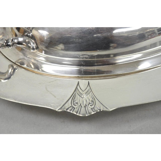 Early 20th Century Vintage Victor Sp Co Art Deco Silver Plated Covered Vegetable Serving Dish For Sale - Image 5 of 11