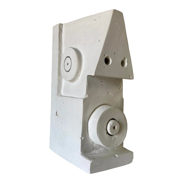 Modernist Cubist Plaster Male Face Sculpture For Sale