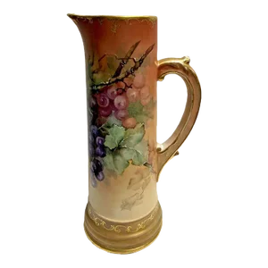 Antique Tv Limoges Hand-Painted Grapes Tankard
