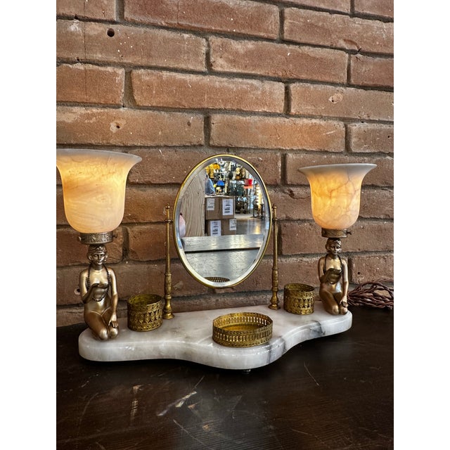 Metal 1920s Art Deco Vanity/Dressing Table Lamp and Plateau Set. For Sale - Image 7 of 12